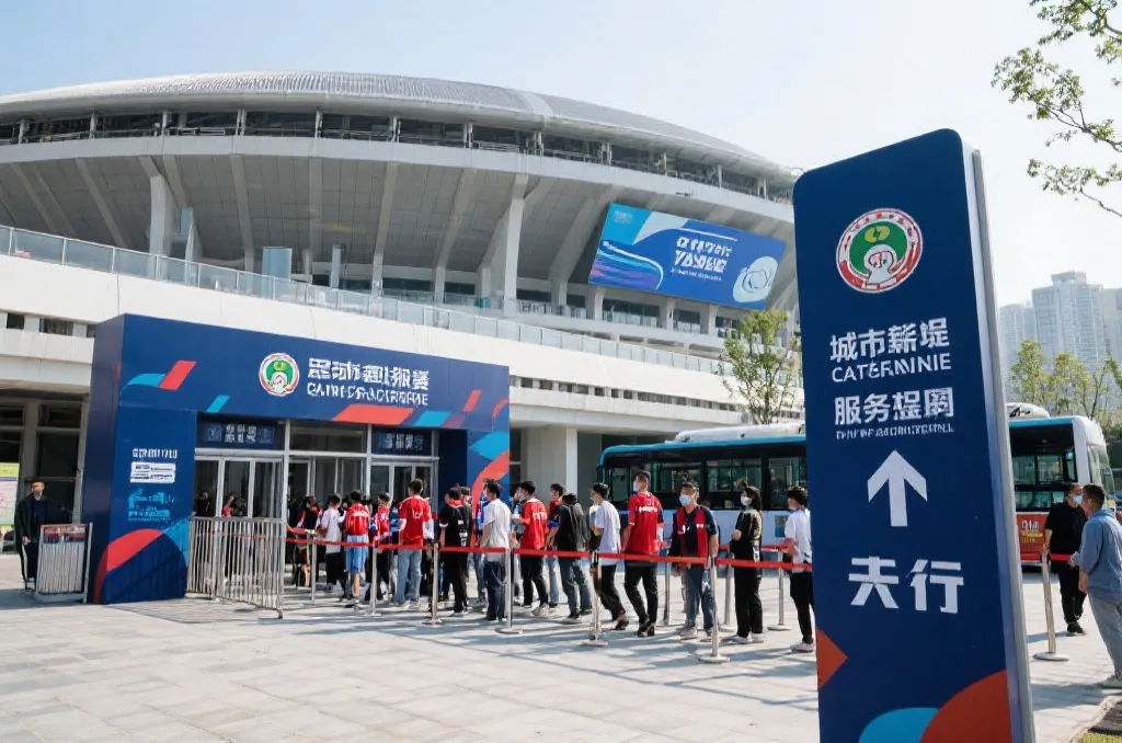 世界杯期间球迷在现代球场外排队入场，城市交通与服务配套完善